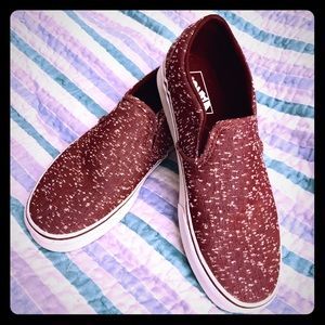 Burgundy slip-on Vans